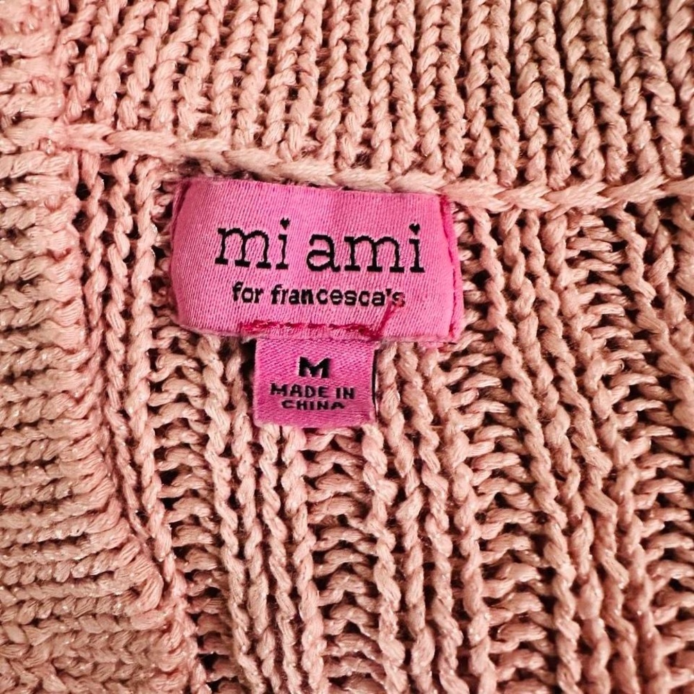 mi ami for Francesca’s Ribbed Pink Knit Collared Sweater - M - Picture 5 of 6